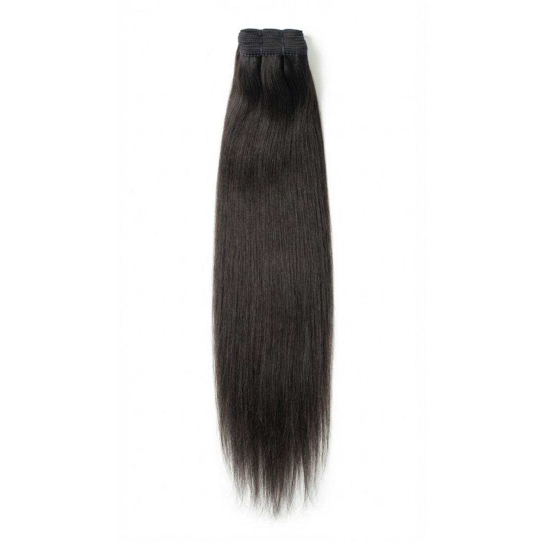 Raw Natural Black Straight Human Hair Weft Extensions